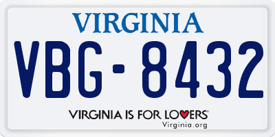 VA license plate VBG8432