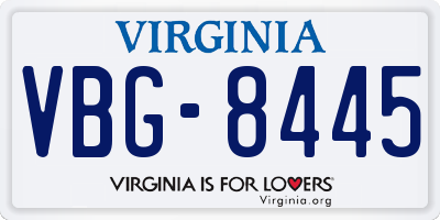 VA license plate VBG8445
