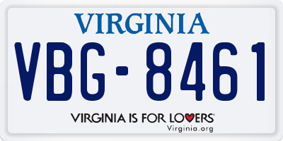 VA license plate VBG8461