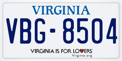 VA license plate VBG8504