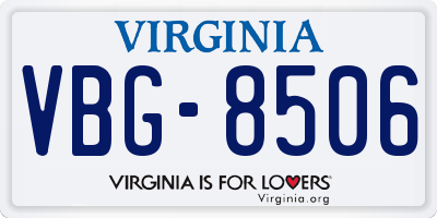 VA license plate VBG8506