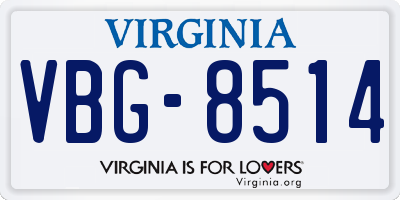 VA license plate VBG8514