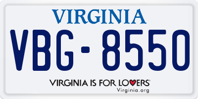 VA license plate VBG8550