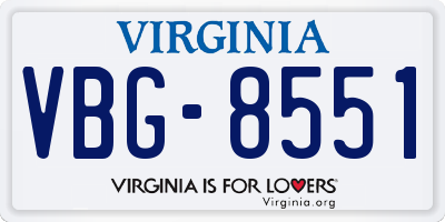 VA license plate VBG8551