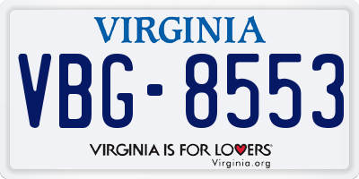 VA license plate VBG8553