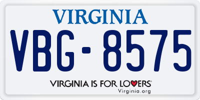 VA license plate VBG8575