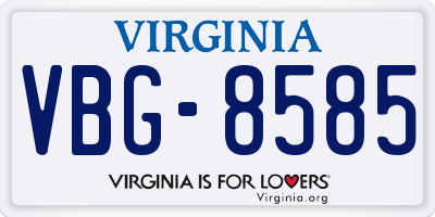 VA license plate VBG8585
