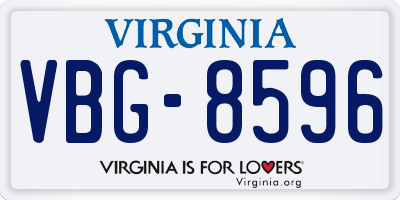 VA license plate VBG8596
