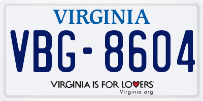 VA license plate VBG8604
