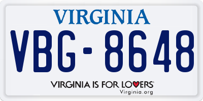 VA license plate VBG8648