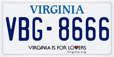 VA license plate VBG8666