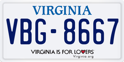 VA license plate VBG8667