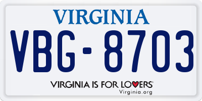 VA license plate VBG8703