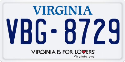 VA license plate VBG8729