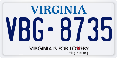 VA license plate VBG8735
