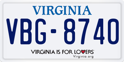 VA license plate VBG8740