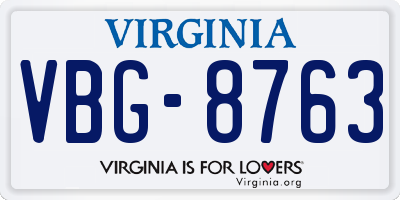 VA license plate VBG8763