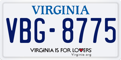 VA license plate VBG8775