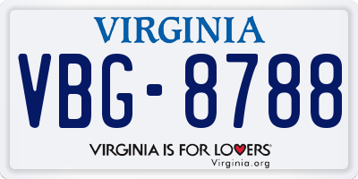 VA license plate VBG8788