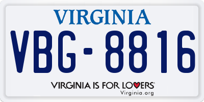 VA license plate VBG8816
