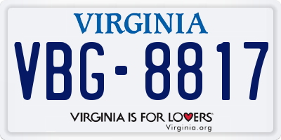 VA license plate VBG8817