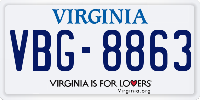 VA license plate VBG8863
