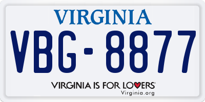 VA license plate VBG8877