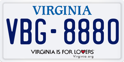 VA license plate VBG8880