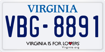 VA license plate VBG8891
