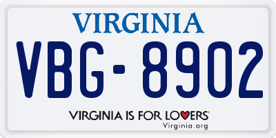 VA license plate VBG8902