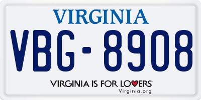 VA license plate VBG8908