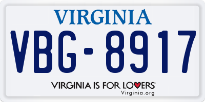 VA license plate VBG8917