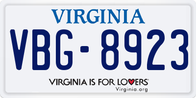 VA license plate VBG8923