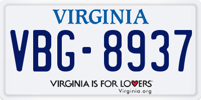 VA license plate VBG8937