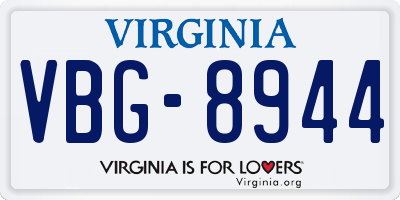 VA license plate VBG8944