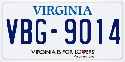 VA license plate VBG9014
