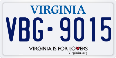 VA license plate VBG9015
