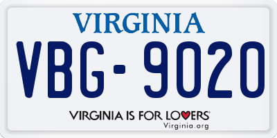 VA license plate VBG9020