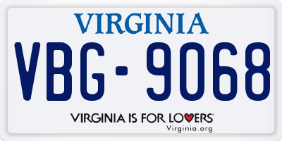VA license plate VBG9068