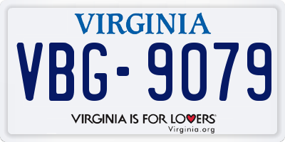 VA license plate VBG9079