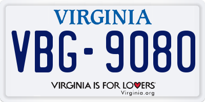 VA license plate VBG9080