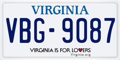 VA license plate VBG9087