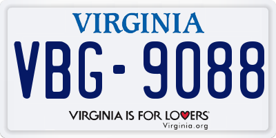 VA license plate VBG9088