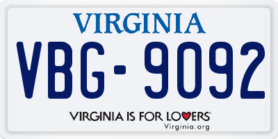 VA license plate VBG9092