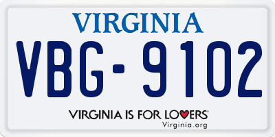 VA license plate VBG9102