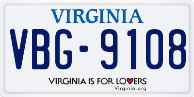 VA license plate VBG9108