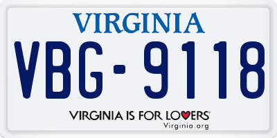 VA license plate VBG9118