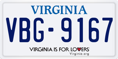 VA license plate VBG9167