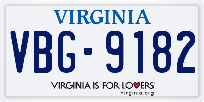VA license plate VBG9182