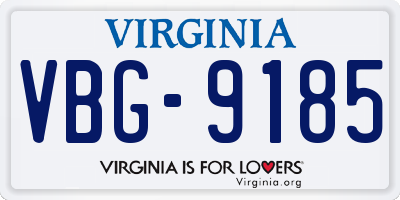 VA license plate VBG9185